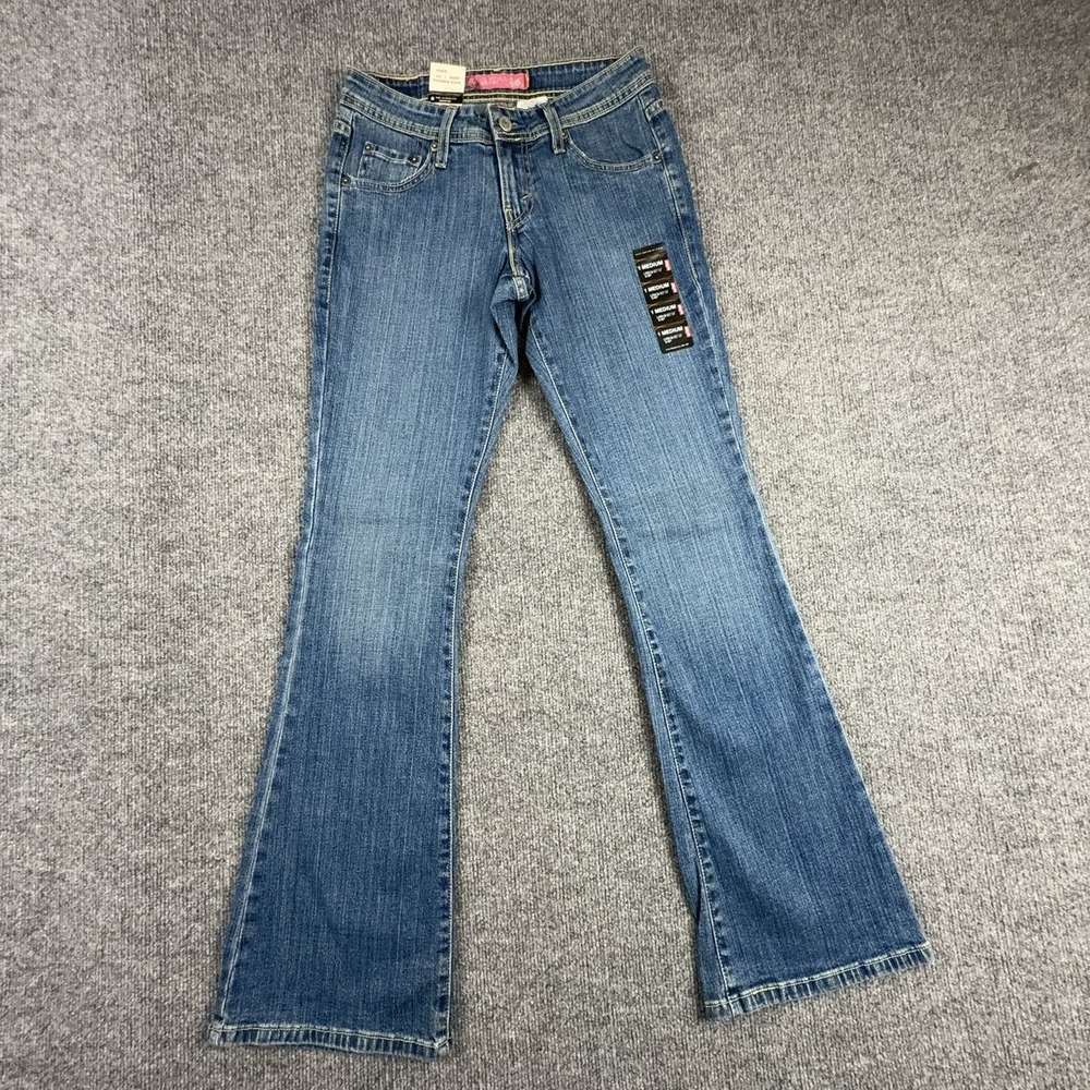 Y2k Levi's 518 Superlow Boot Cut Jeans Juniors 1 Medium Med Wash Low Rise 27x30